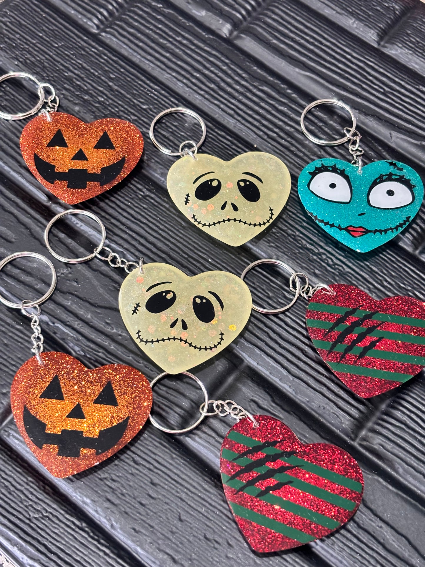 Resin Halloween Heart Keychain