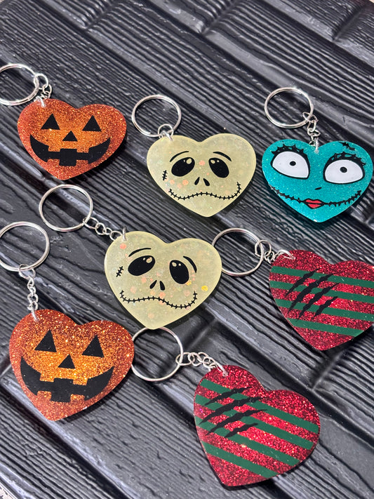 Resin Halloween Heart Keychain