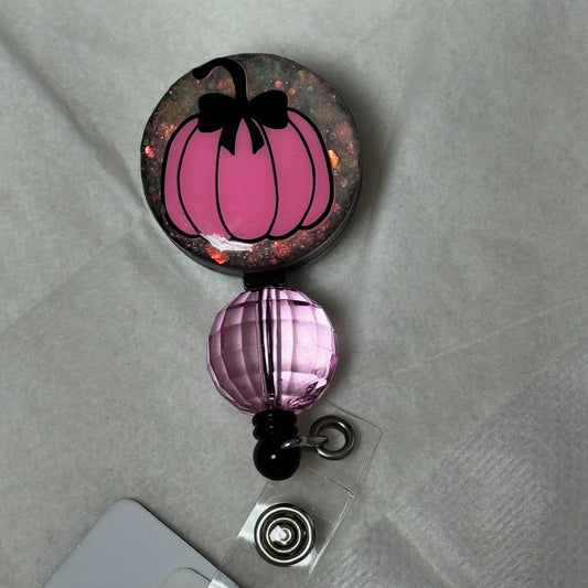 Pink Pumpkin Badge Reel